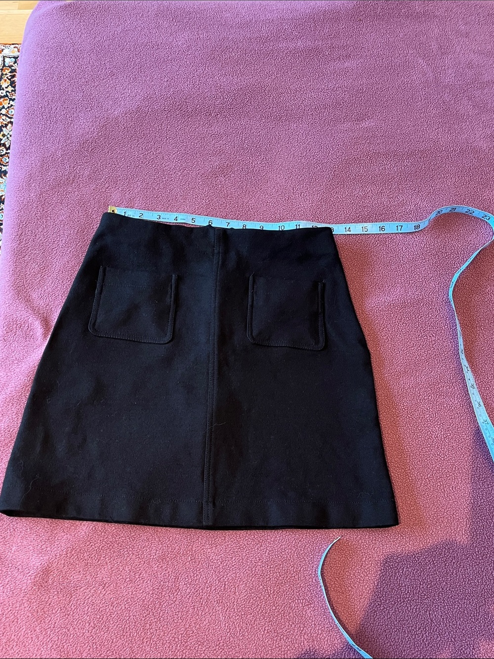 Women's Black A-Line Mini Skirt with Front Patch Pockets